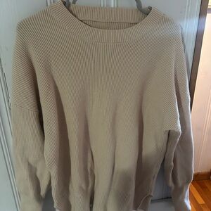 Amazon Essentials Women's Beige Ribbed Sweater